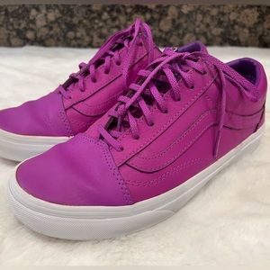Vans Old Skool Neon Leather Sneakers- Magenta